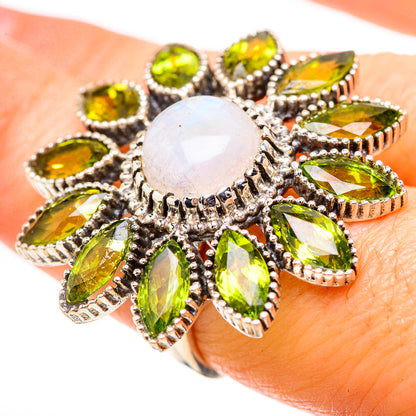 Rainbow Moonstone Rings handcrafted by Ana Silver Co - RING132062