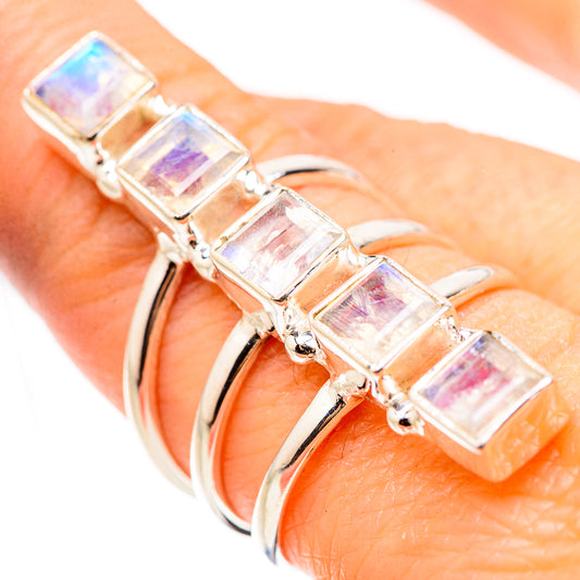 Rainbow Moonstone Rings handcrafted by Ana Silver Co - RING132069