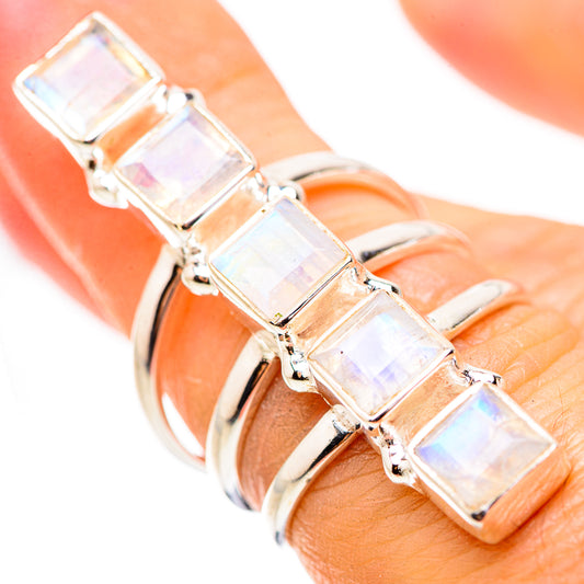 Rainbow Moonstone Rings handcrafted by Ana Silver Co - RING132088