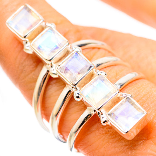 Rainbow Moonstone Rings handcrafted by Ana Silver Co - RING132108