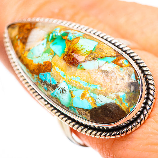 Kingman Mohave Turquoise Rings handcrafted by Ana Silver Co - RING132128