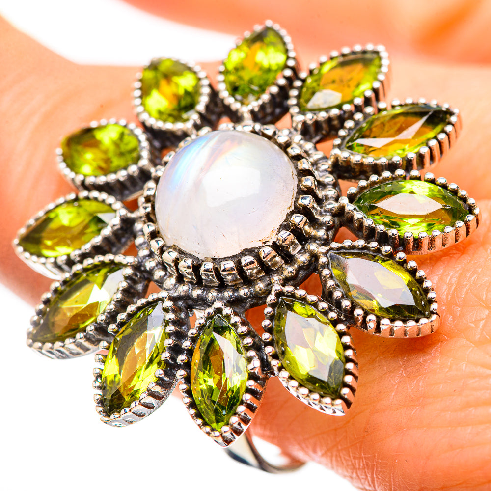 Rainbow Moonstone Rings handcrafted by Ana Silver Co - RING132133