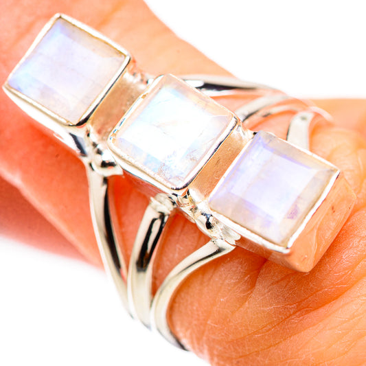 Rainbow Moonstone Rings handcrafted by Ana Silver Co - RING132160