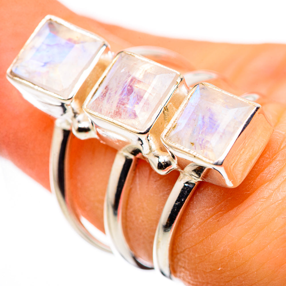 Rainbow Moonstone Rings handcrafted by Ana Silver Co - RING132161