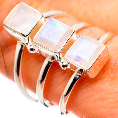 Rainbow Moonstone Rings handcrafted by Ana Silver Co - RING132177