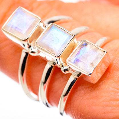 Rainbow Moonstone Rings handcrafted by Ana Silver Co - RING132193