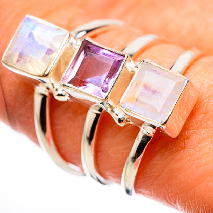 Rainbow Moonstone Rings handcrafted by Ana Silver Co - RING132207