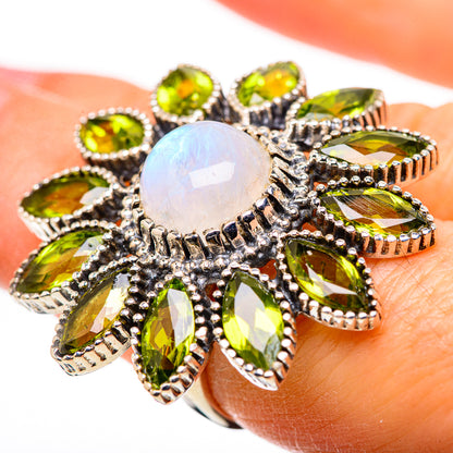 Rainbow Moonstone Rings handcrafted by Ana Silver Co - RING132273