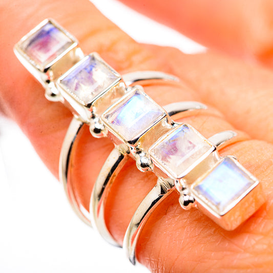 Rainbow Moonstone Rings handcrafted by Ana Silver Co - RING132278