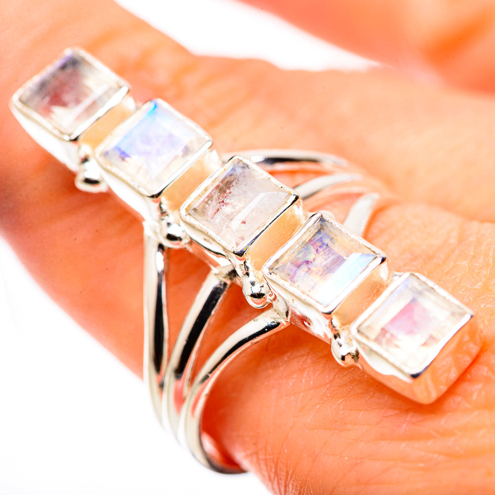 Rainbow Moonstone Rings handcrafted by Ana Silver Co - RING132279