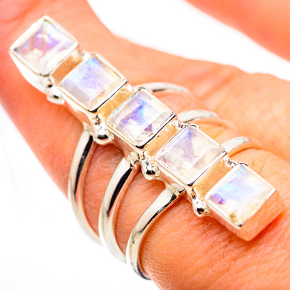 Rainbow Moonstone Rings handcrafted by Ana Silver Co - RING132319