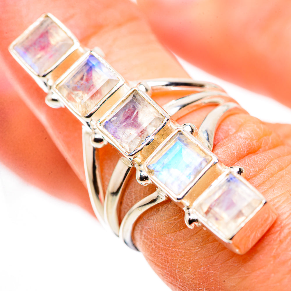 Rainbow Moonstone Rings handcrafted by Ana Silver Co - RING132320