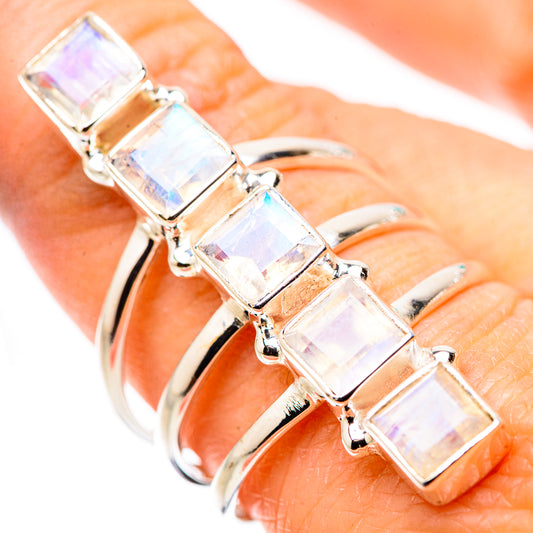 Rainbow Moonstone Rings handcrafted by Ana Silver Co - RING132338