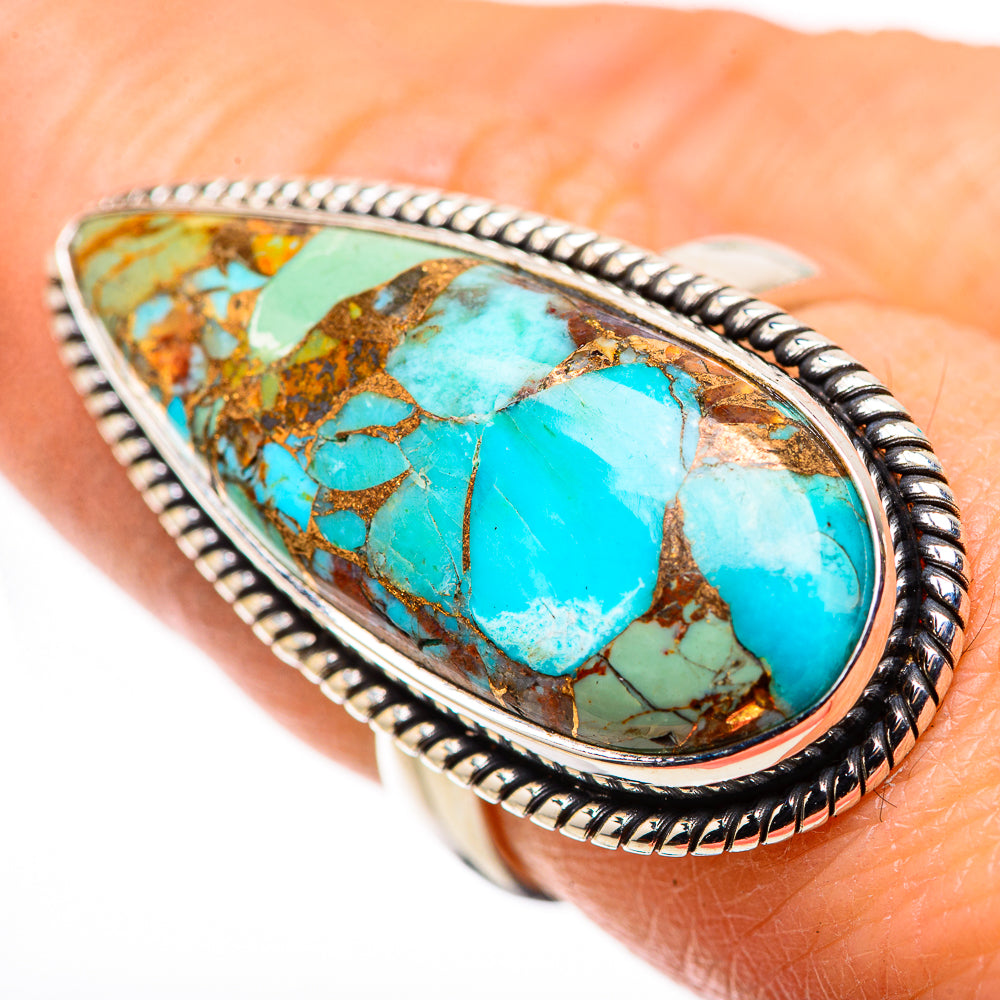 Kingman Mohave Turquoise Rings handcrafted by Ana Silver Co - RING132347
