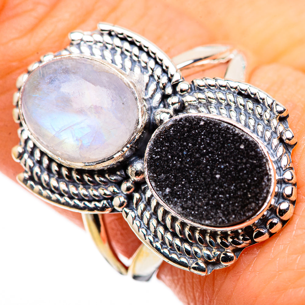 Rainbow Moonstone Rings handcrafted by Ana Silver Co - RING132364