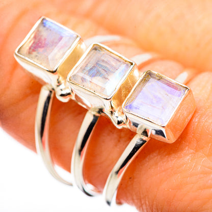 Rainbow Moonstone Rings handcrafted by Ana Silver Co - RING132365