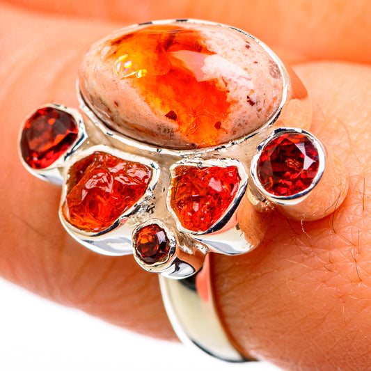 Mexican Fire Agate Rings handcrafted by Ana Silver Co - RING132369
