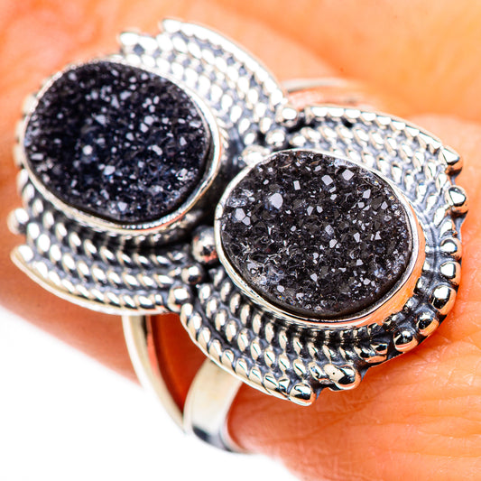 Black Druzy Rings handcrafted by Ana Silver Co - RING132384