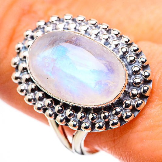 Rainbow Moonstone Rings handcrafted by Ana Silver Co - RING132387