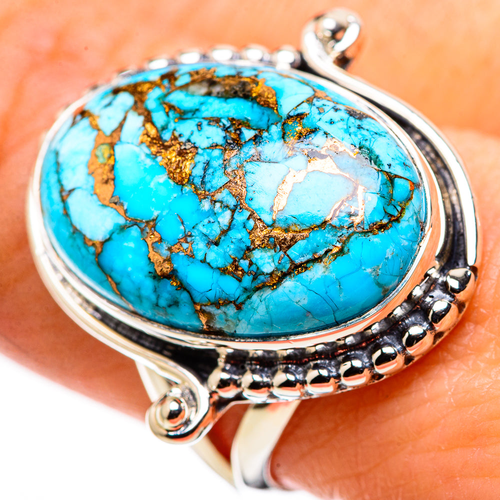 Blue Copper Composite Turquoise Rings handcrafted by Ana Silver Co - RING132392