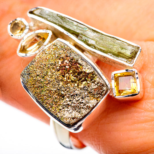 Spectro Pyrite Druzy Rings handcrafted by Ana Silver Co - RING132407