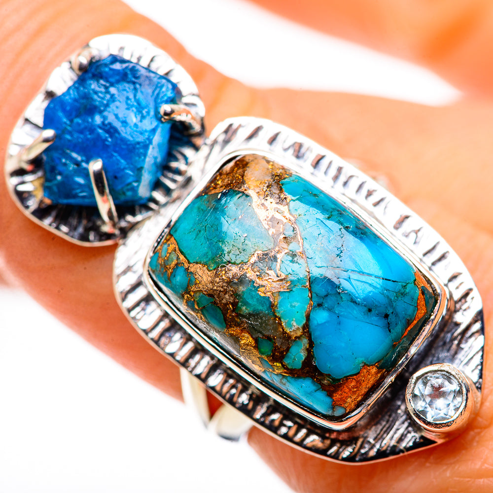Blue Copper Composite Turquoise Rings handcrafted by Ana Silver Co - RING132413