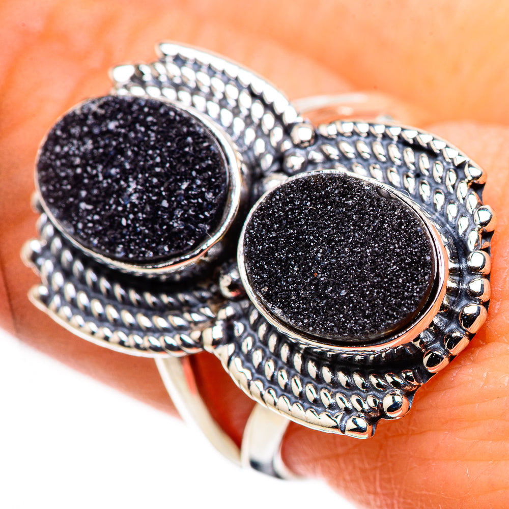 Black Druzy Rings handcrafted by Ana Silver Co - RING132424