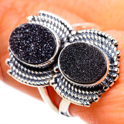 Black Druzy Rings handcrafted by Ana Silver Co - RING132424