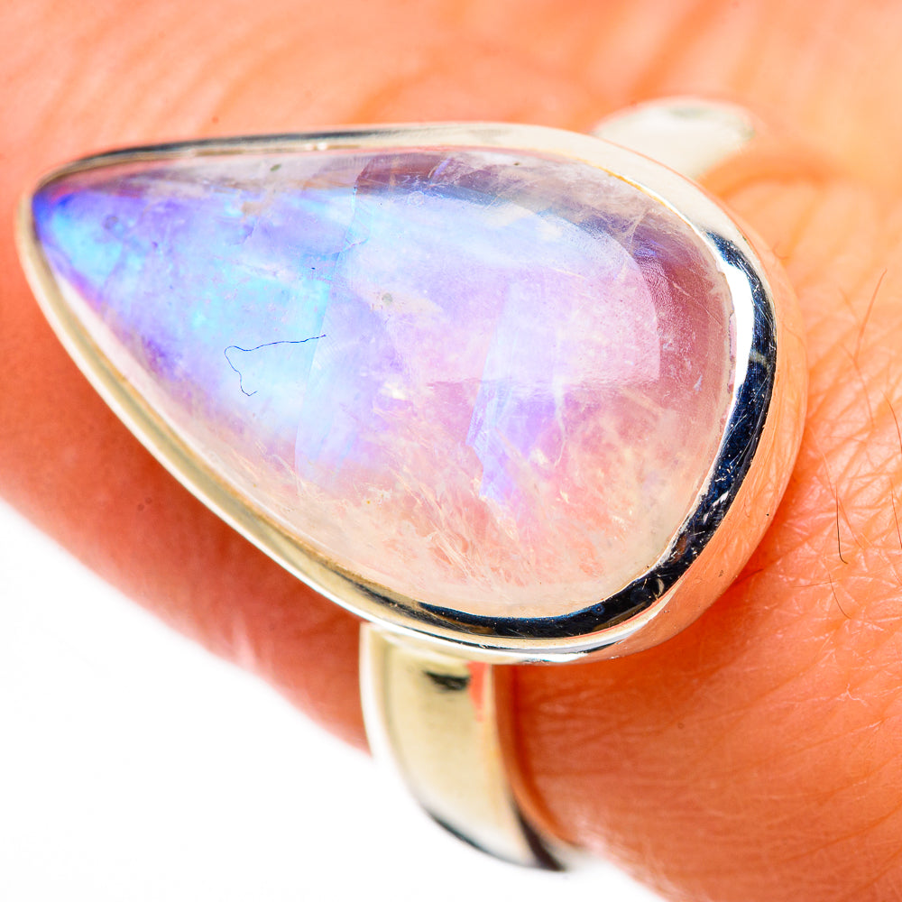 Rainbow Moonstone Rings handcrafted by Ana Silver Co - RING132425