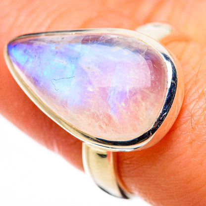 Rainbow Moonstone Rings handcrafted by Ana Silver Co - RING132425