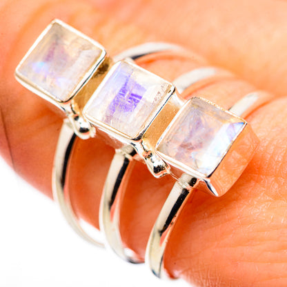 Rainbow Moonstone Rings handcrafted by Ana Silver Co - RING132426