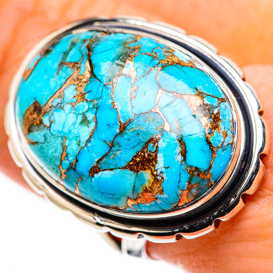 Blue Copper Composite Turquoise Rings handcrafted by Ana Silver Co - RING132432