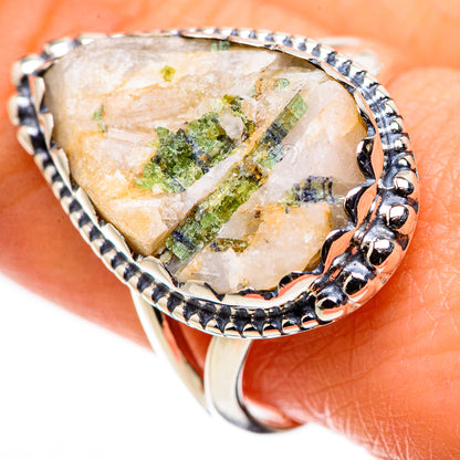 Green Tourmaline In Quartz Rings handcrafted by Ana Silver Co - RING132447