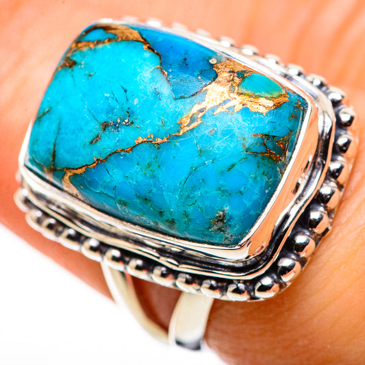 Blue Copper Composite Turquoise Rings handcrafted by Ana Silver Co - RING132463