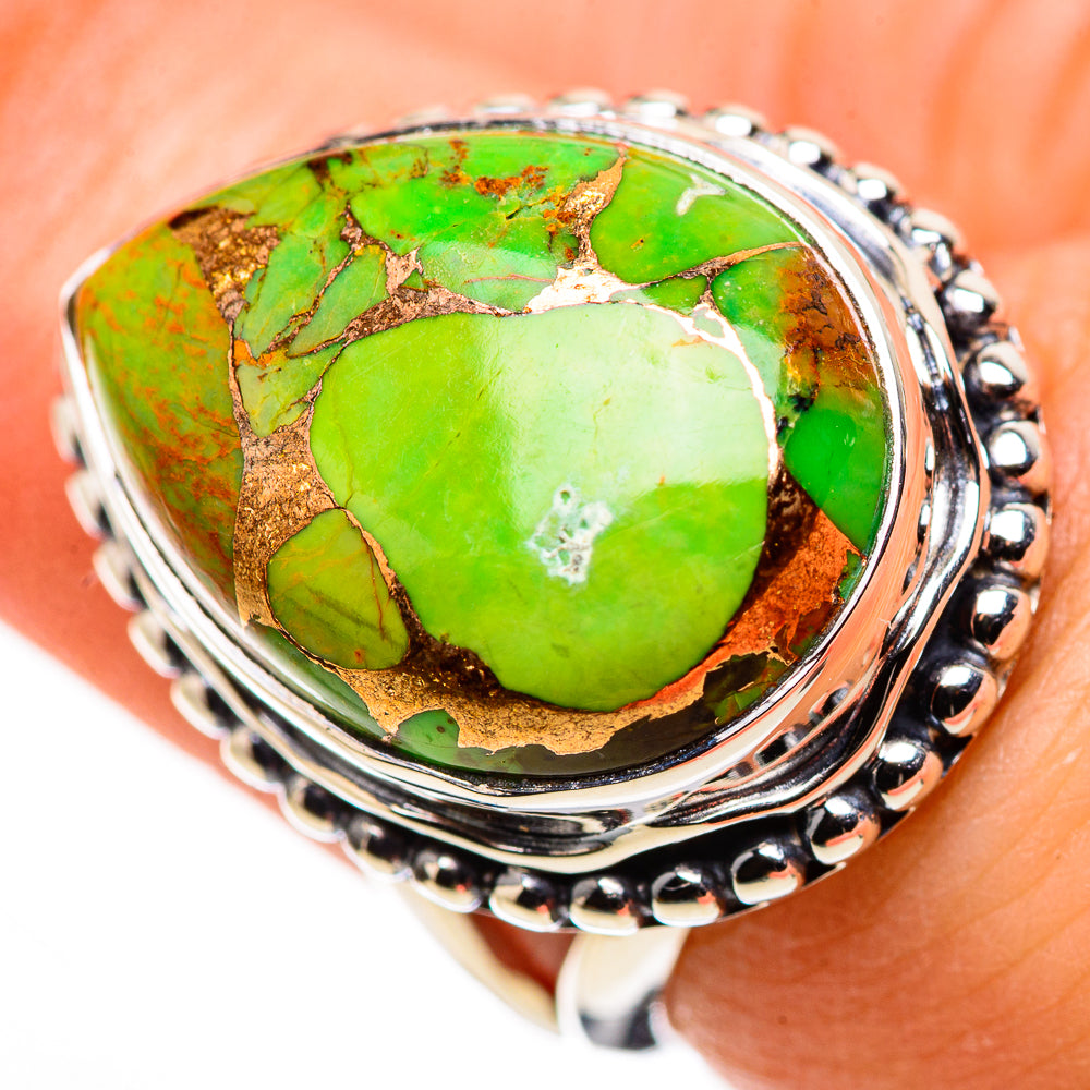 Green Copper Composite Turquoise Rings handcrafted by Ana Silver Co - RING132466