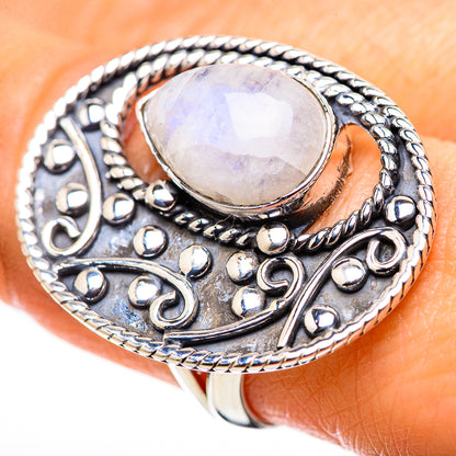 Rainbow Moonstone Rings handcrafted by Ana Silver Co - RING132487