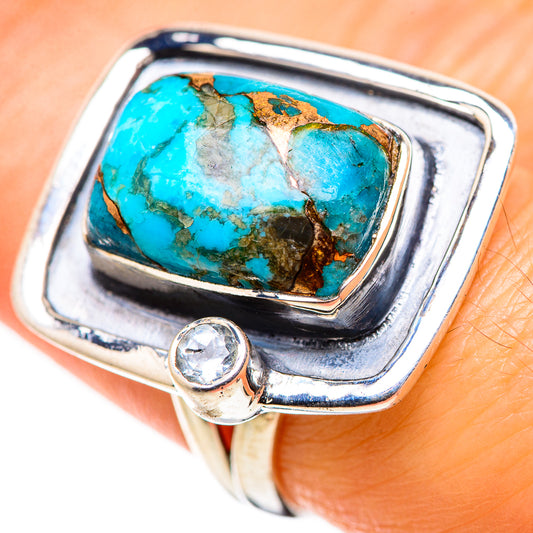 Blue Copper Composite Turquoise Rings handcrafted by Ana Silver Co - RING132492