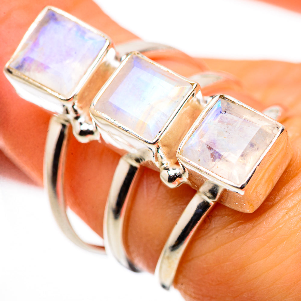 Rainbow Moonstone Rings handcrafted by Ana Silver Co - RING132500