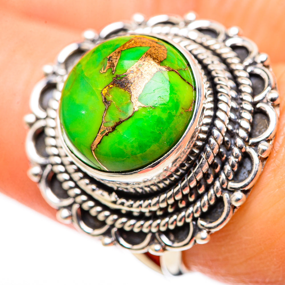 Green Copper Composite Turquoise Rings handcrafted by Ana Silver Co - RING132508