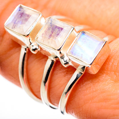 Rainbow Moonstone Rings handcrafted by Ana Silver Co - RING132511