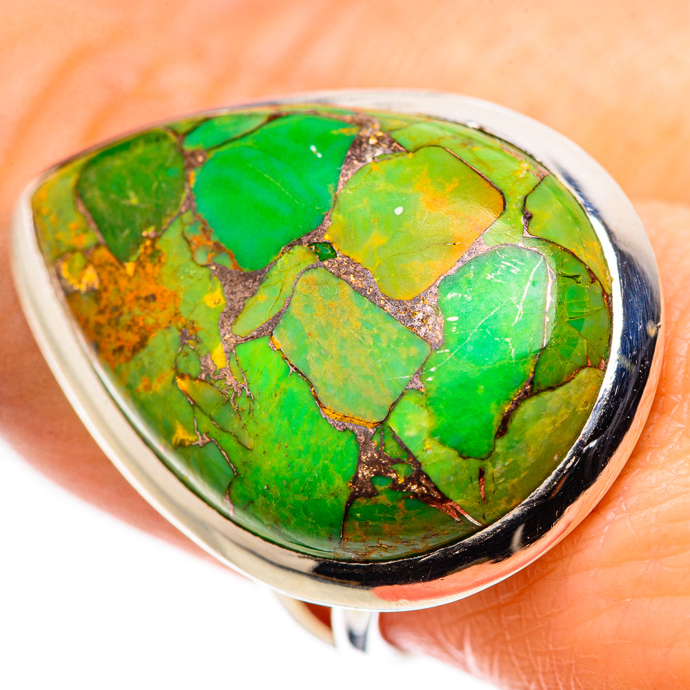 Green Copper Composite Turquoise Rings handcrafted by Ana Silver Co - RING132523