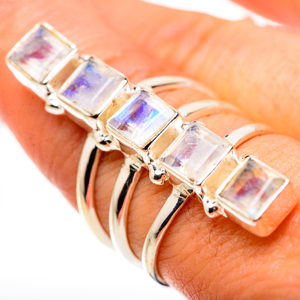 Rainbow Moonstone Rings handcrafted by Ana Silver Co - RING132537