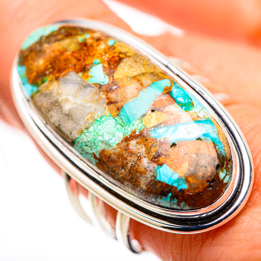 Kingman Mohave Turquoise Rings handcrafted by Ana Silver Co - RING132543