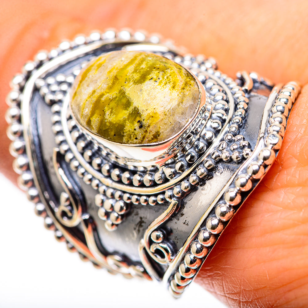 African Green Opal Rings handcrafted by Ana Silver Co - RING132552