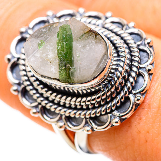 Green Tourmaline In Quartz Rings handcrafted by Ana Silver Co - RING132565