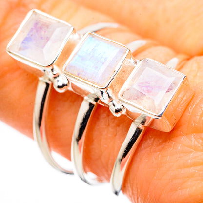 Rainbow Moonstone Rings handcrafted by Ana Silver Co - RING132574