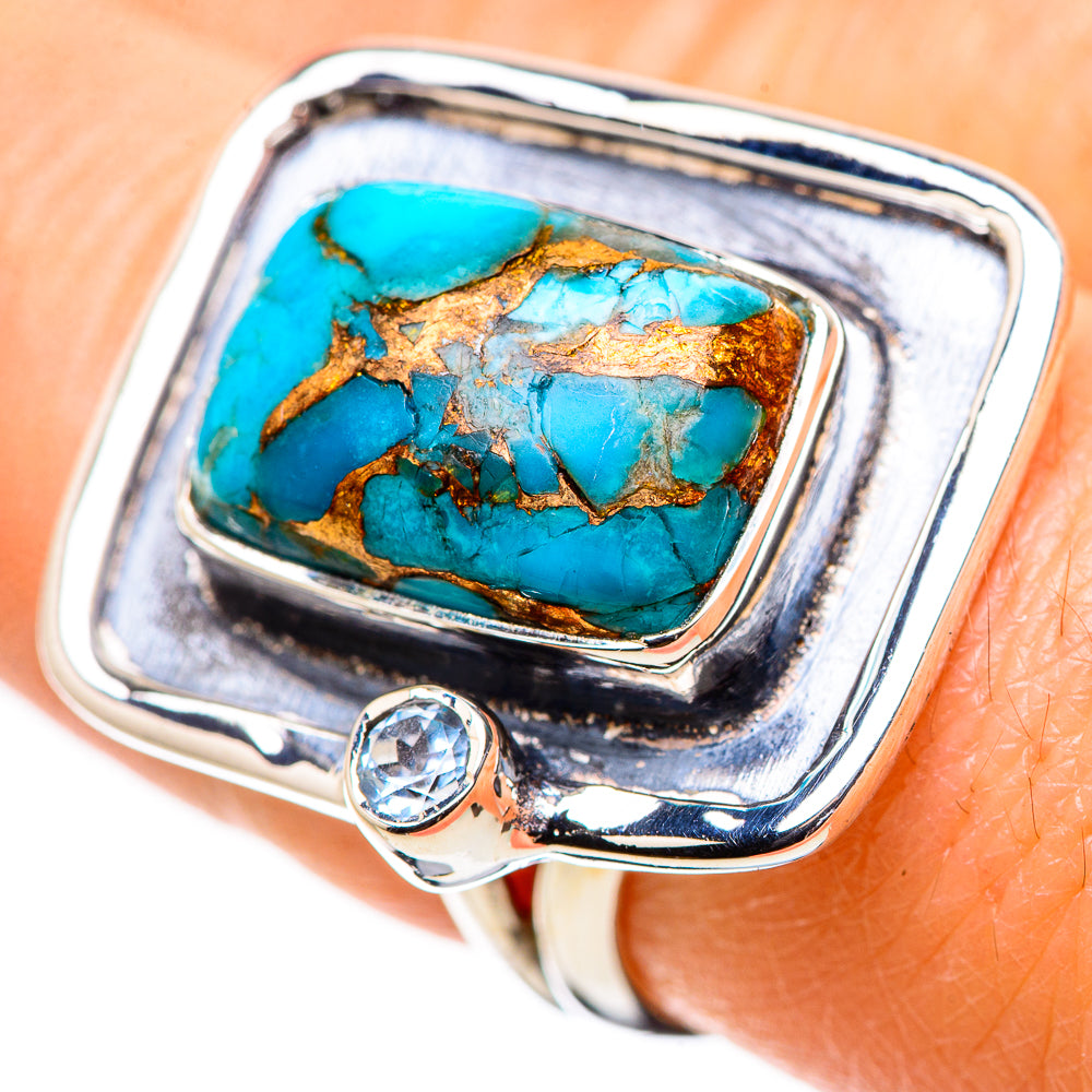 Blue Copper Composite Turquoise Rings handcrafted by Ana Silver Co - RING132602