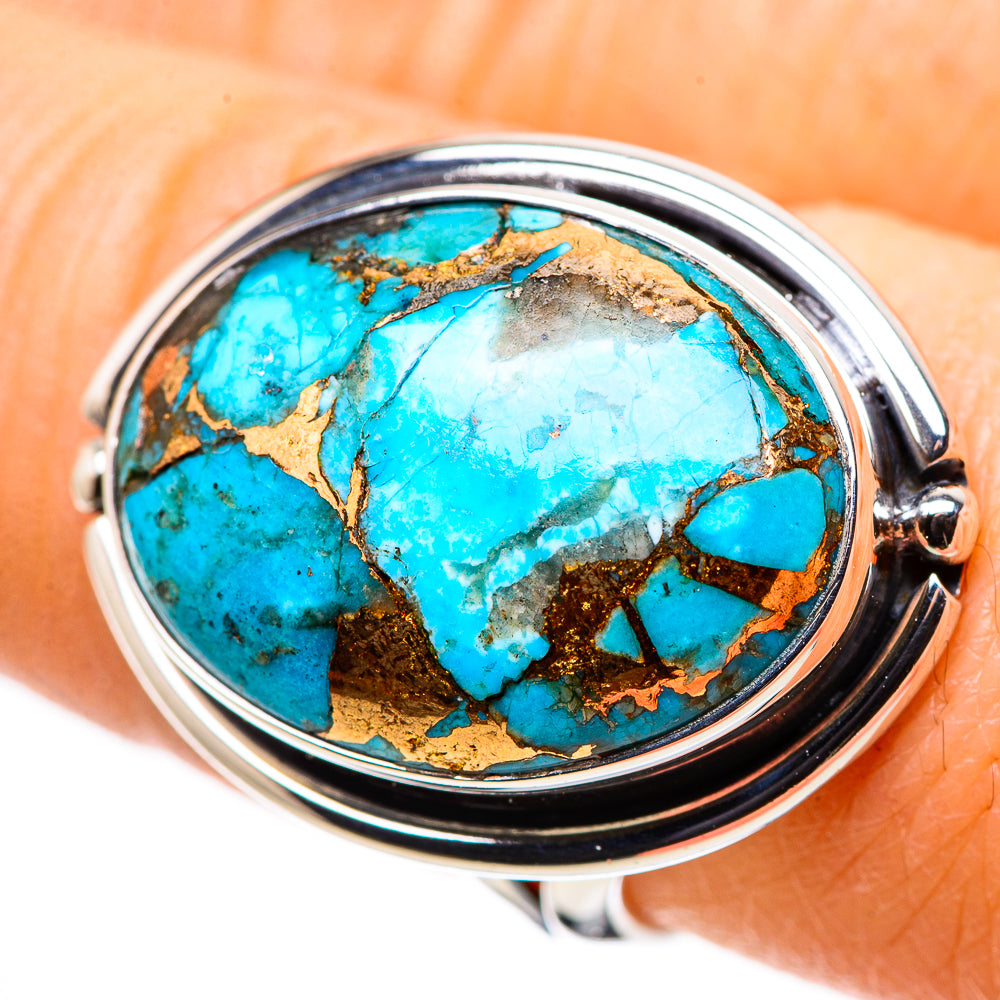 Blue Copper Composite Turquoise Rings handcrafted by Ana Silver Co - RING132606