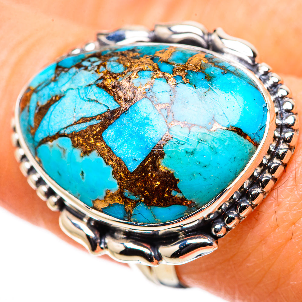 Blue Copper Composite Turquoise Rings handcrafted by Ana Silver Co - RING132629