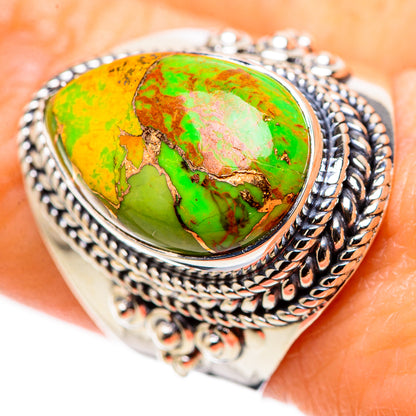 Green Copper Composite Turquoise Rings handcrafted by Ana Silver Co - RING132632